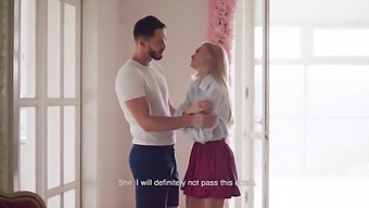 Nancy, Russian Blonde, Gets A Blowjob From Her Teacher While Boyfriend Waits Outside