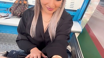 Teen Girl Gives A Public Blowjob And Gets Creampied By Her Stepbrother'S Friend On A Cable Car