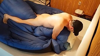 Intimate Encounter With Avian Companion On Bedding, Resulting In A Cum-Covered Comforter